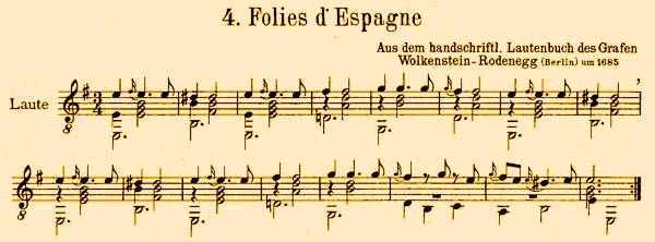Theme of Follías de España, opening score - 12kB