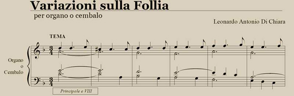 opening of Variazioni sulla Follía per organo o cembalo 16kB