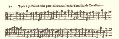 Falconiero, opening of the original score for altro canto, basso (viola) and Basso continuo 23kB